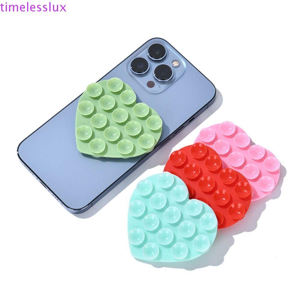 TIMELESSLUX Sucker Support, Strong Adsorption Heart-shape Suction Cup Bracket,  Hand-Free Silicone Sucker Washable Mobile Phone Fixed Pad Universal
