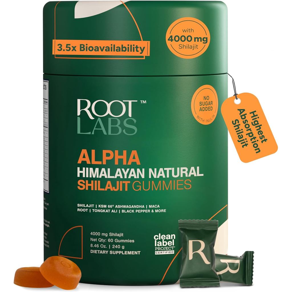 10-in-1 Alpha Shilajit Gummies | 4000 mg Pure Himalayan Shilajit with Tongkat Ali &  Root | for Men & Women | ShilAbsorb Bioavailability Tech | Sugar-Free, Vegan | 60 Gummies