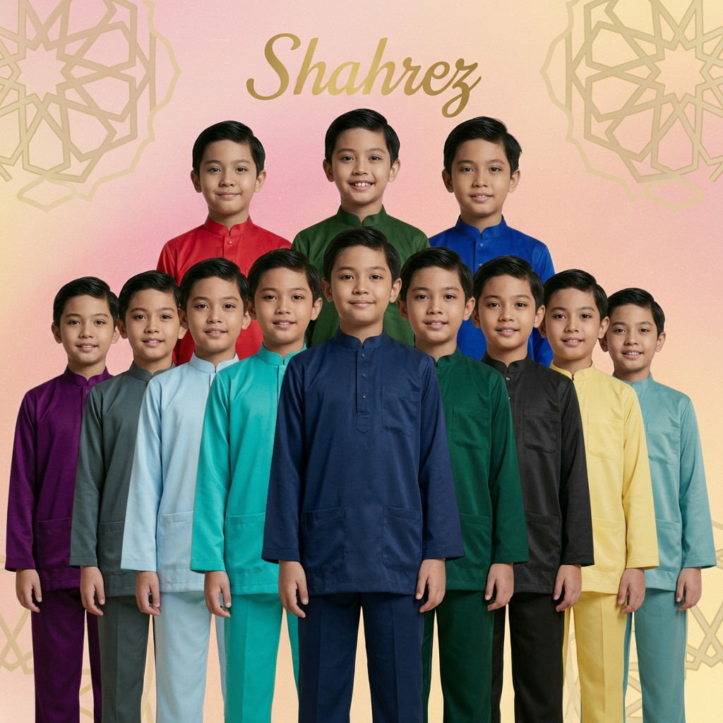 CY 7416 BAJU MELAYU MUSLIM MUSLIMIN KIDS BUDAK BABY EMERALD GREEN / BLACK / CHILI RED / ROYAL BLUE / PURPLE / YELLOW