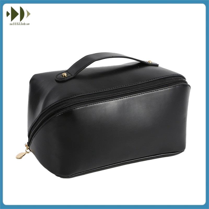 [su33322eb.vn] 1 Piece Large-Capacity Travel Cosmetic Bag Waterproof Portable Makeup Storage Toiletry Bag PU Leather Cosmetic Box for Skin Cosmetics,D