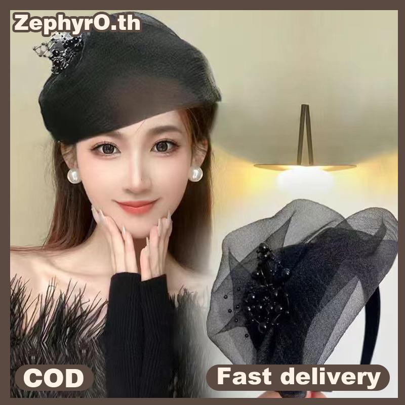 null Elegant Half Hat  French Retro Hair Hoop Dinner Party Hairband For Women Girls Temperament Headwear Hair Accessories null