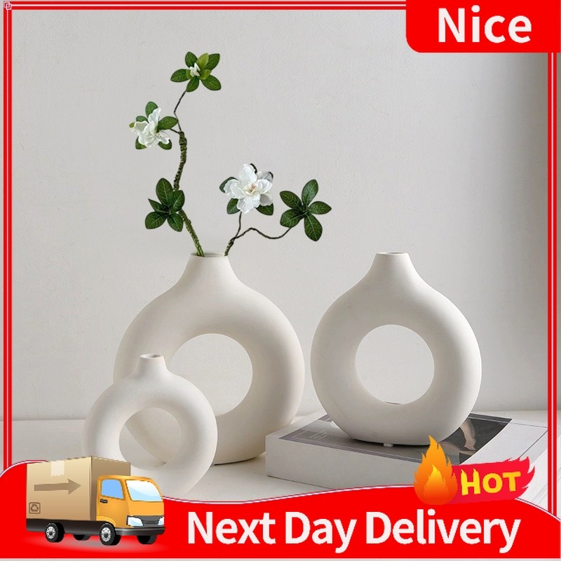Nordic Vase Plastic Art Modern Vase Imitation Ceramic Flower Vase Home Decoration