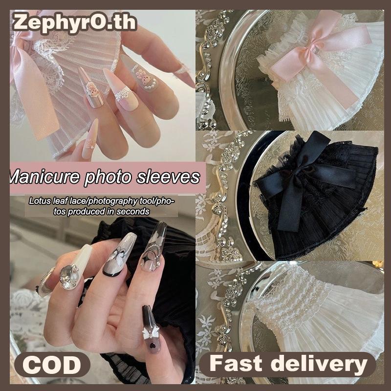 null Nail Decorations For Nail Art Lace Fake Pleated Cuff Manicure Photography Props Fake Sleeves Nails Accessories Supplies Charms null