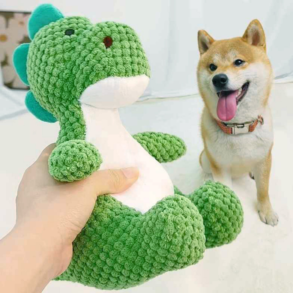 [In Stock]  Teeth Relief Dog Toy Bite-resistant Dog Toy Dog Plush Dinosaur Toy – Soft Squeaky Chew Toy for Puppy Teething Teeth Anxiety Relief – Durable Stuffed for Small