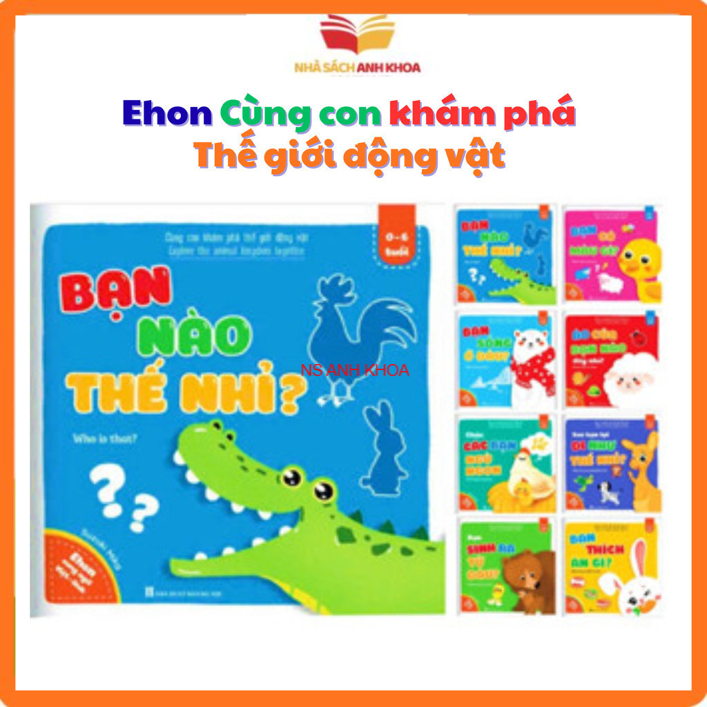 Book - Ehon Explores the Animal World with Your Children - Set of 8 bilingual Ehon books Vietnamese - English (For children 0-6 years old)