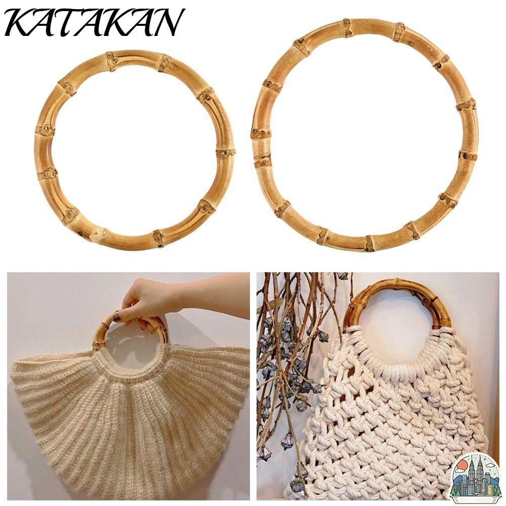 KATAKAN Bamboo Bag Handles, Bamboo Round Bamboo Purse Handles, Handmade Detachable Handbag Band Handle Gift Box