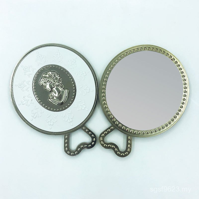 Portable Lila Makeup Mirror European Style Handle Mirror Metal Du Princess Style Mirror Portable Retro Small Mirror Q4BM