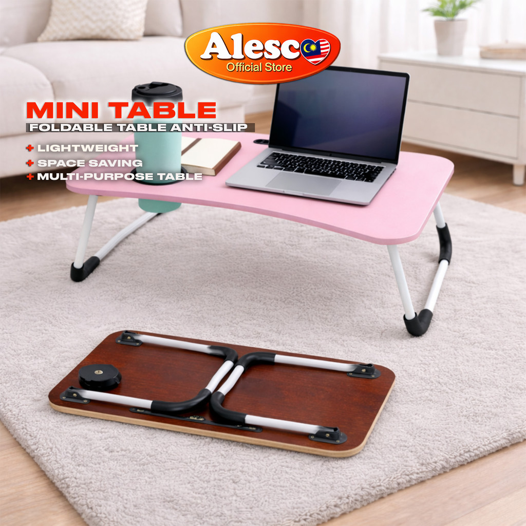 Alescomall Foldable Table Anti-slip Bed Mini Table Laptop Table Notebook Table Ready Stock Meja Computer Study Table