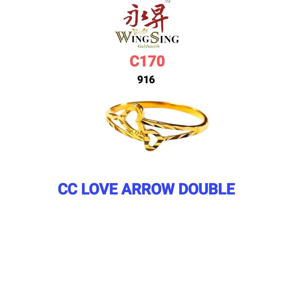 Wing Sing Cincin Emas 916 Double Love Arrow/ 爱心铅箭戒指916黄金 / 916 Love Ring