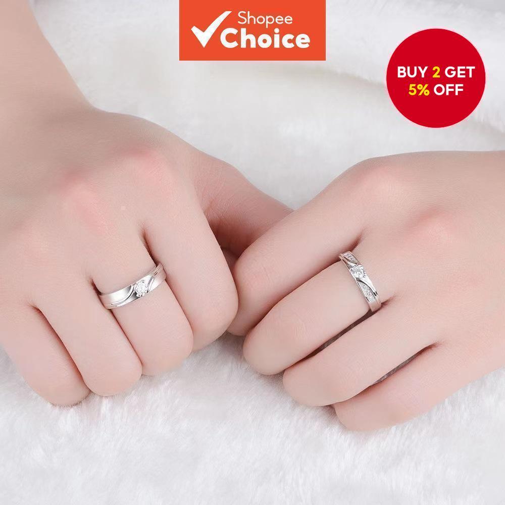 Stylish Luxurious Silver Diamond Couple Rings, Elegant Wedding Jewelry Accessories for Timeless Romance