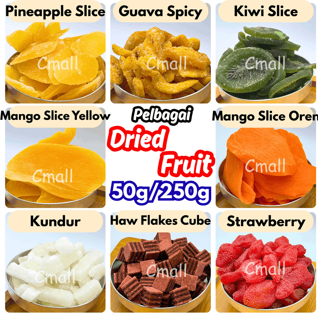 [HALAL] Pelbagai Buah Kering Dried Fruits 50g/250g Manis & Kenyal Viral Malaysian Favourite