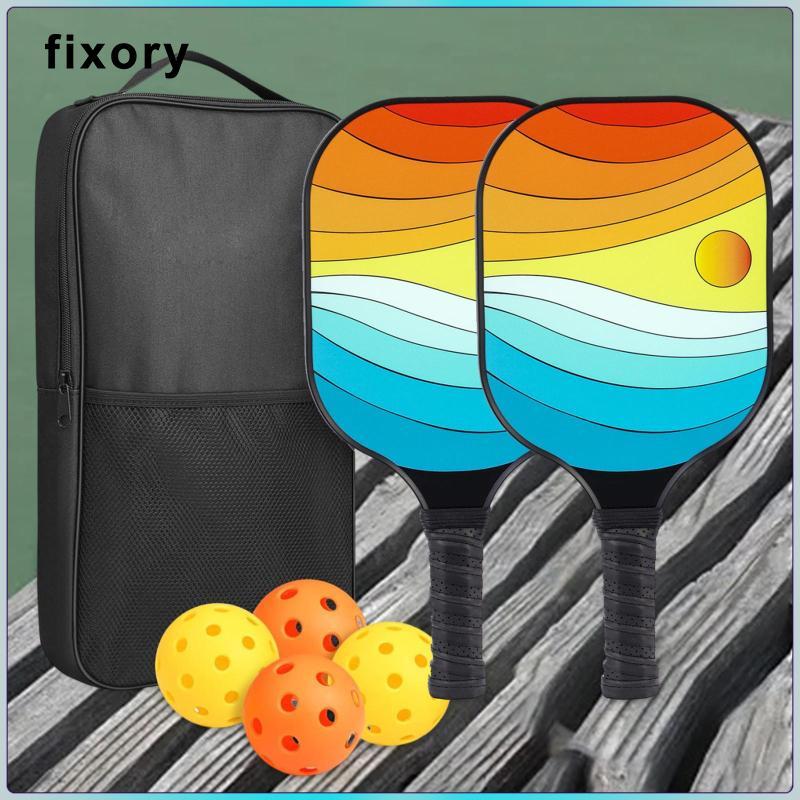 fixory Pickleball Racket Set with 2 Rackets 4 Pickleballs Edge for Men Women Training