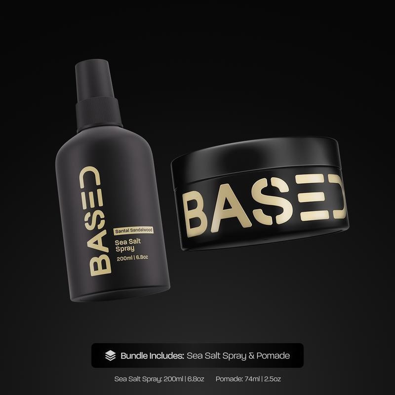 BASED Wave & Style Duo | Sea Salt Spray + Pomade | Beachy Texture & Medium Hold | Non-Toxic, High Performance | Limited Time Bundle