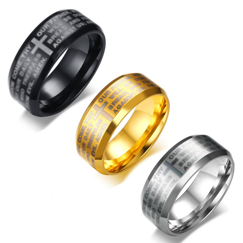 European and American Style Bible Cross Stainless Titanium Ring RBCHUTHAP2