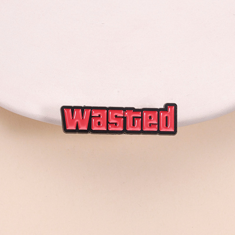 GTA Classic Symbol Badge WASTED Prompt Brooch Game Lover Outfit Accessory Fan Collection Pin