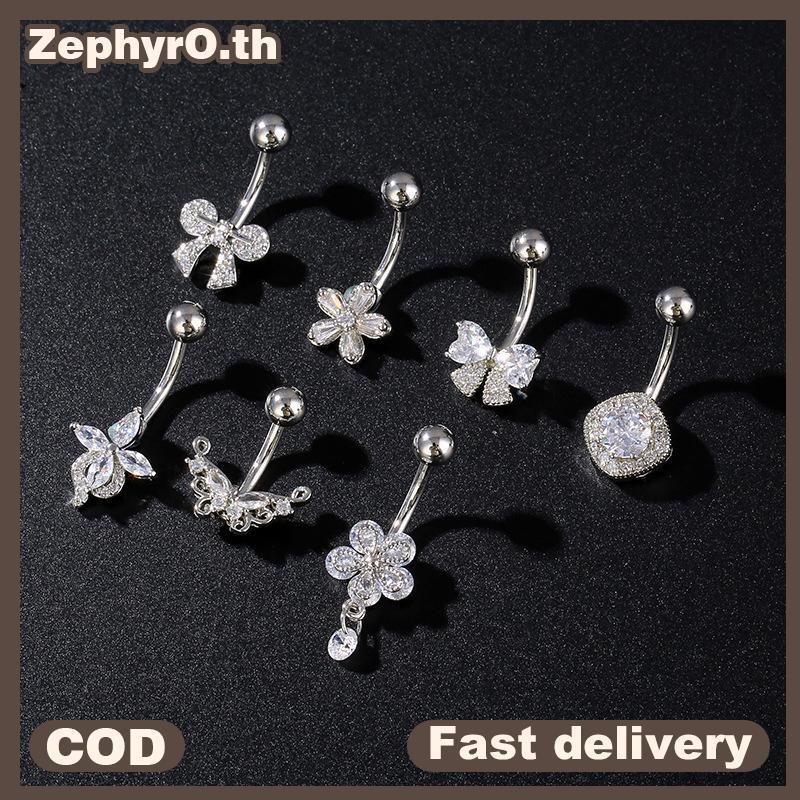 null Stainless Steel Butterfly Flower Belly Button Ring Navel Piercing Ring For Women Girls Sexy Belly Piercing Ring Body Jewelry null