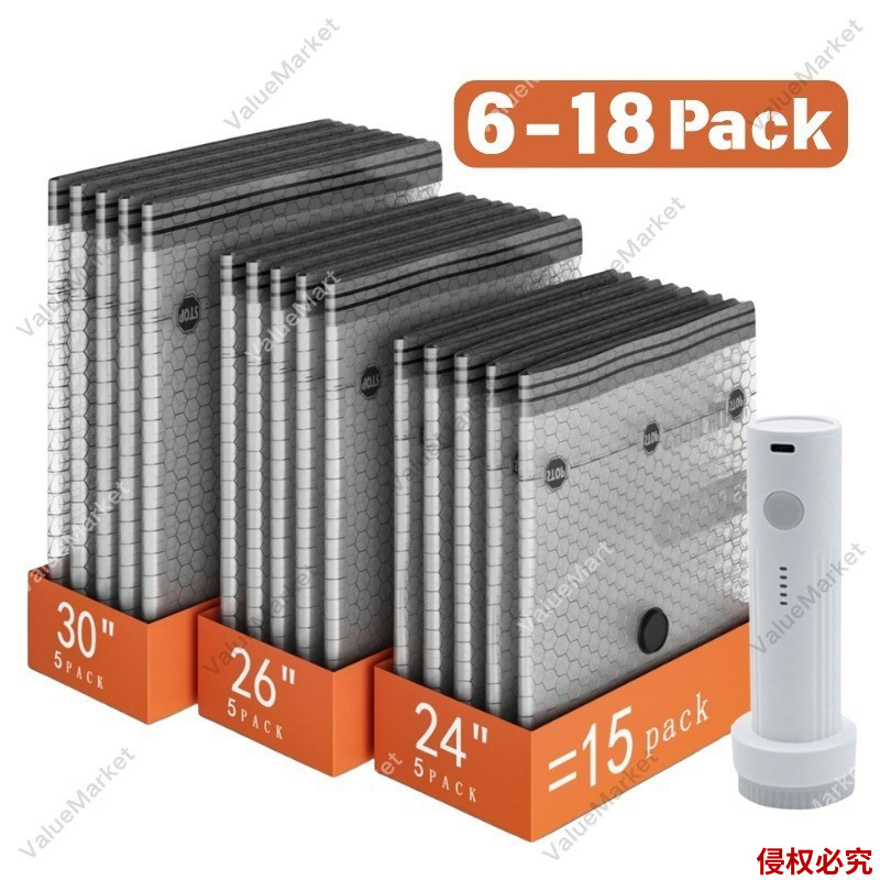 Reusable Travel Storage Bags Set with Wireless Pump, Portable Space Saver Bags for Travel & Home, Vacuum Compression Packing Seal for Clothes, Blankets, Home Seasonal Storage Value