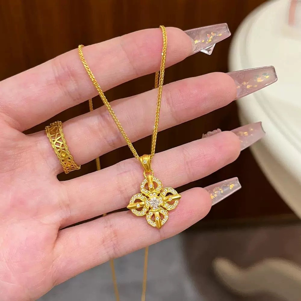 916 Gold Diamond Cross Vajra Pendant/emsa loket 916 cross for women
