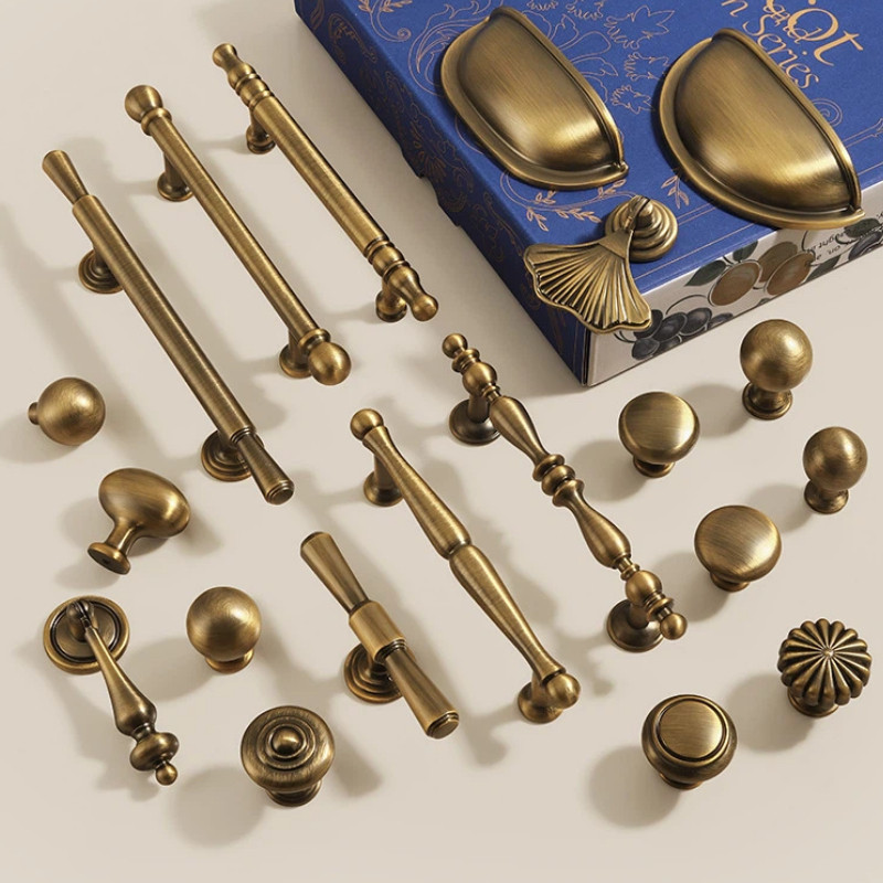 Retro Brushed Antique Solid Furniture Door Handle Knob French-style Cabinet Wardrobe Drawer Handle