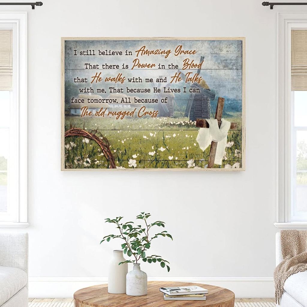 I Still Believe Wall Art Bible Verses Canvas Painting Farmhouse Barn Pictures Jesus Landscape Canvas