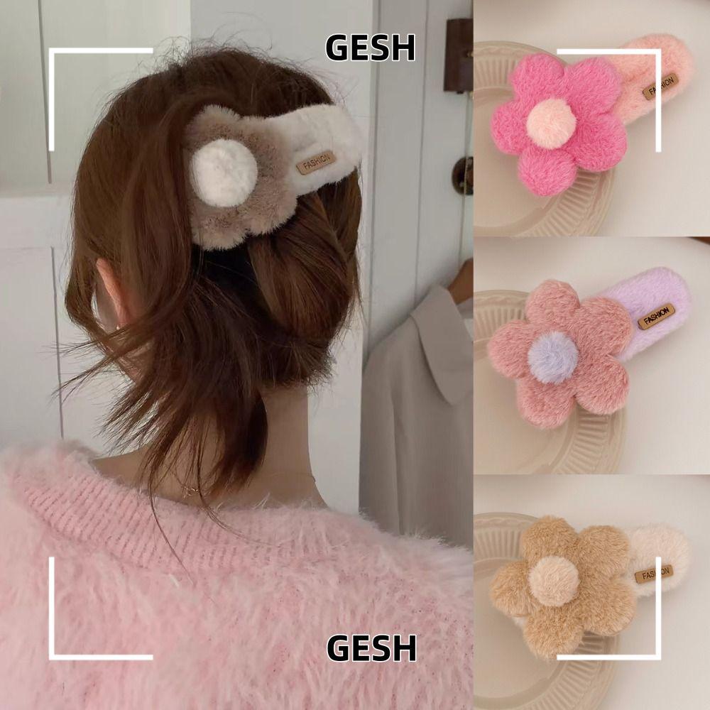 GESH Barrettes, Big Cute Flower Hair Clip, Fashion Handmade BB Pins Plush Hairstyle Hairpin Styling Tools