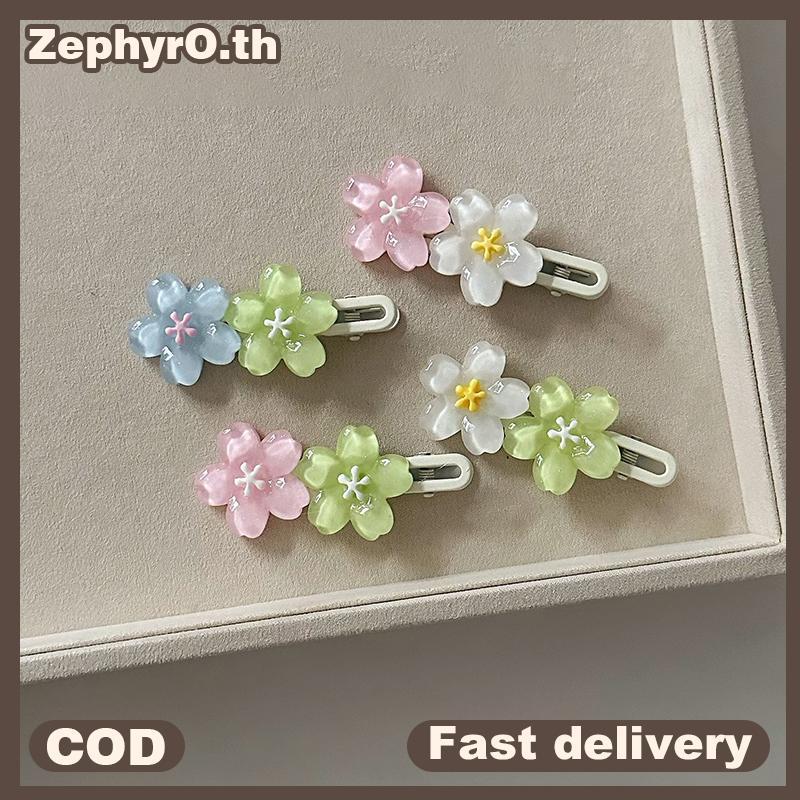 null Summer Fresh Flower Hairpin Sweet Girls Sakura Side Clips Bangs Hair Clips For Women Headwear Hair Accessories null