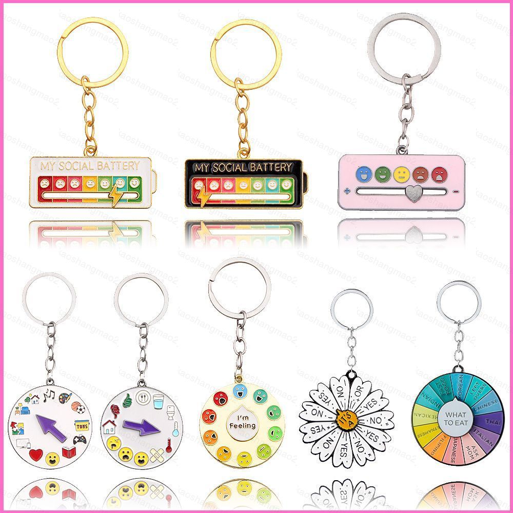 HK2 MY SOCIAL BATTERY Power mood change brooch cartoon cute pin Expression management daisy key chain HK2