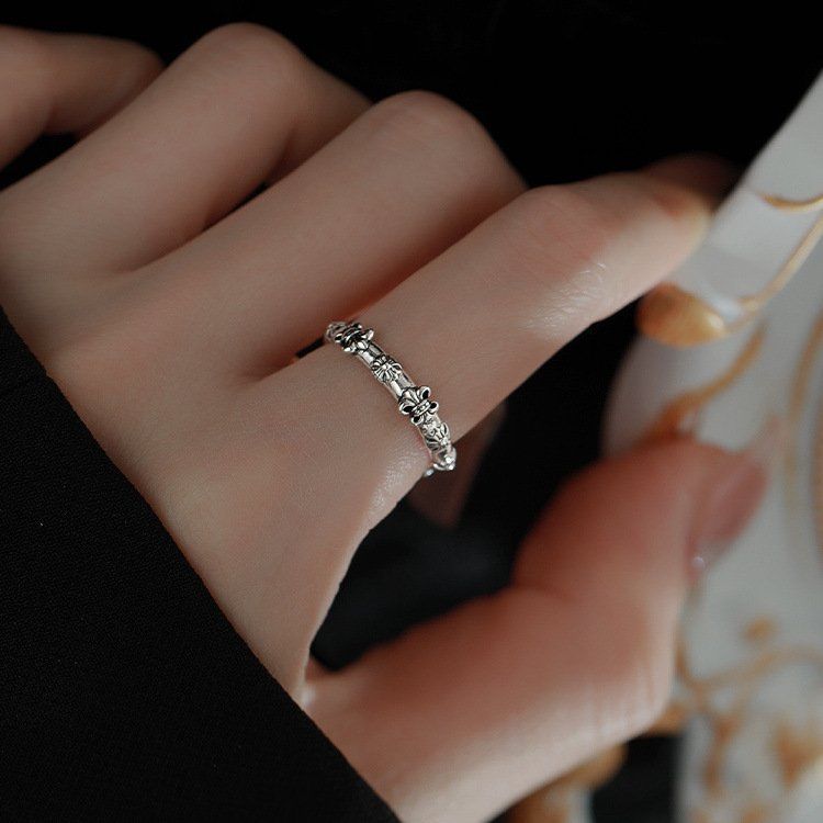 Distressed Sterling Silver Ring Niche Fashion Open Ring Birthday Gift Girlfriend Girlfriend20260111