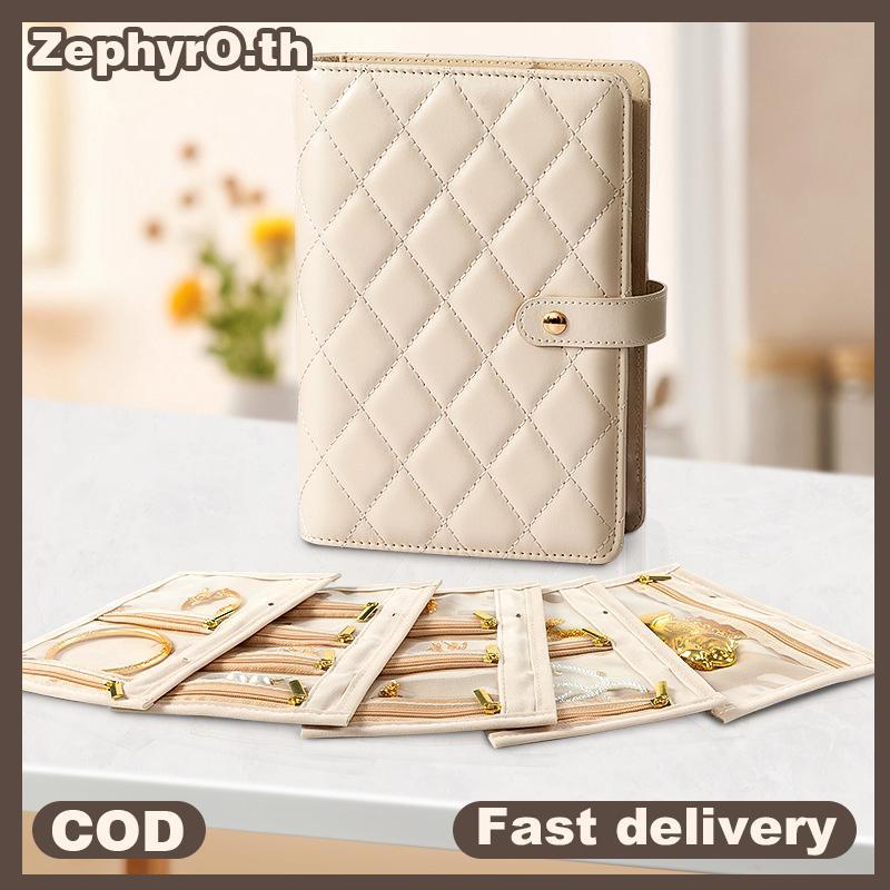 null PU Leather Jewelry Storage Book Zipper Clear Poets Jewelry Paaging Box Nelace Binder Storage Display Product For Women null