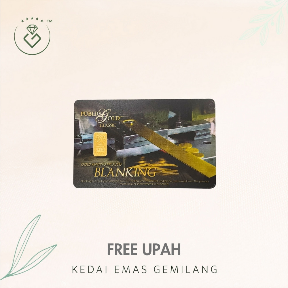 [Kedai Emas Gemilang] 8001289 Public Gold 1G (Pd04728/20000) Gold Bar (1.5Cm) (1G) [999 Gold]