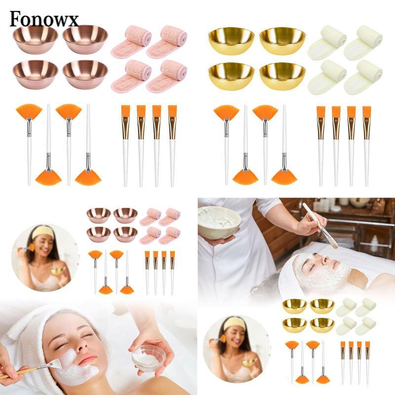 [AbabixaMY] 16Pcs Stainless Steel Mixing Bowls Brushes and Headbands Set, Lightweight Facemask Mixing Tools for Mud Cream Facial Mask