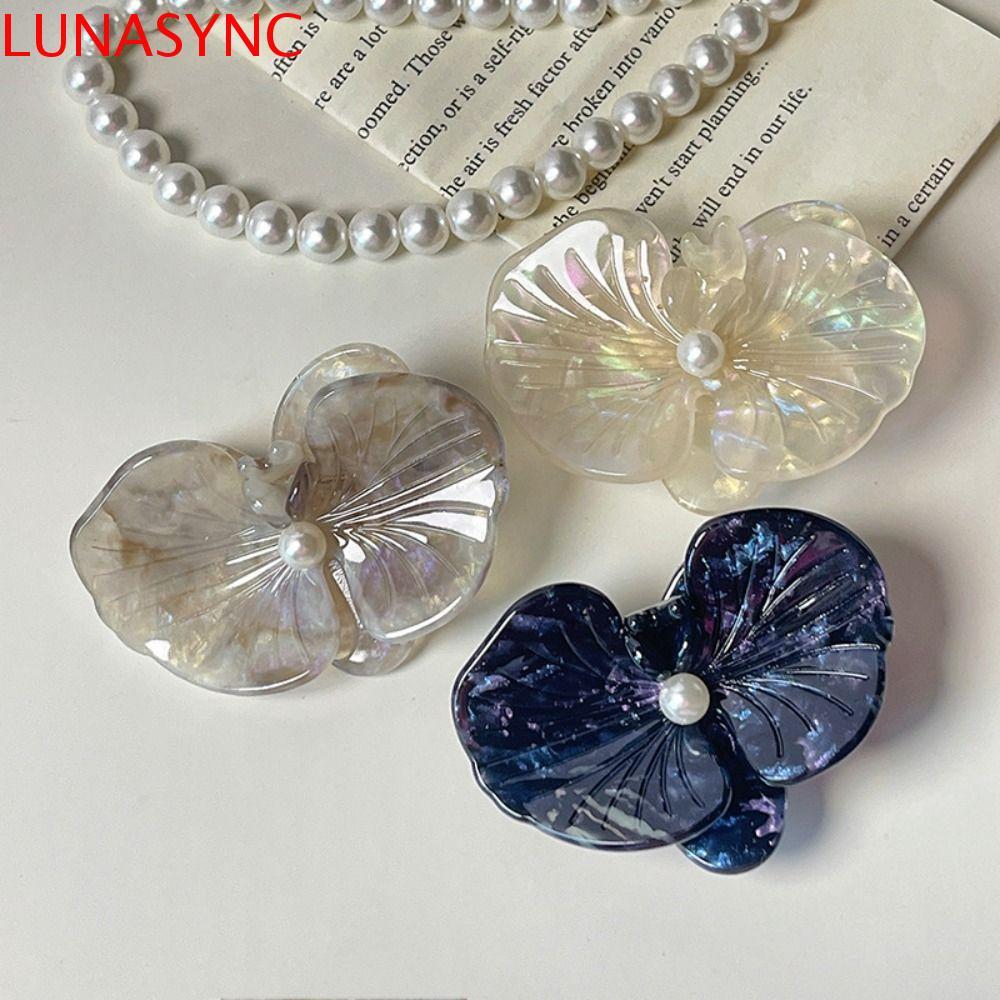 LUNASYNC Flower Duckbill Clip, Korean Style Side Clip Acetic Acid Hairpin, Temperament Back Clip Butterfly Orchid Floral Fresh Barrettes Girl