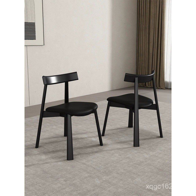 Dining Table Chair Hotel Nordic Restaurant Light Back Chair Dining Chair Black Household Cream Solid Wood Chair Modern Simple Luxury WFNT