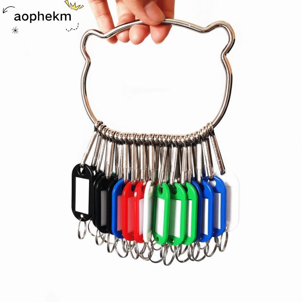 AOPHEKM 16/26/36 Pieces Key Tags, Metal Split Rings Transparent Window Key Ring, Multicolour With Number Plates Plastic Key Chains Rental Accessories