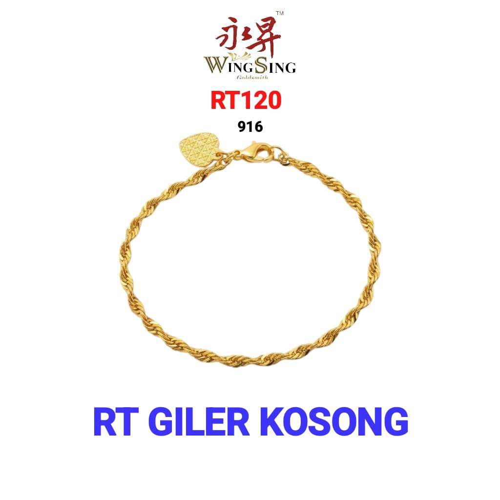 Wing Sing Rantai Tangan Gila Gila Giler Giler Kosong Emas 916 空水波916 黄金手链 916 Water Wave Bracelet