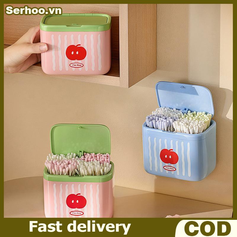 null Cotton Swab Ball Qtip Holder Dispenser With Lid,Container Dispenser Box For Bathroom Home Storage Organization,Vanity Organizers null