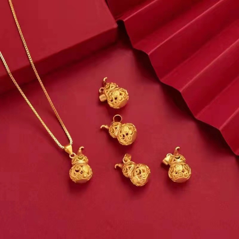 916 gold Fu Lu Ping An Hollow Gourd Pendant/emas loket 916 for woman man