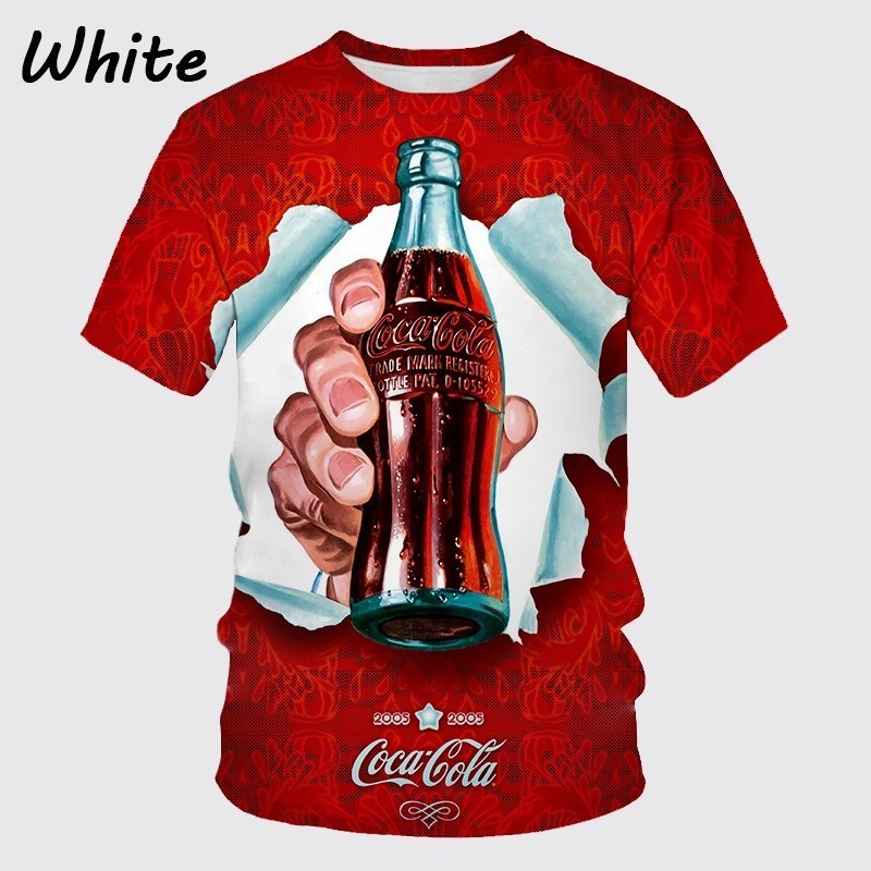 3D Printing Coca Cola Pattern Men's Short Sleeve T-Shirt Funny Graphic Casual Tee Shirts Summer Fashion Trendy Round Neck Top
