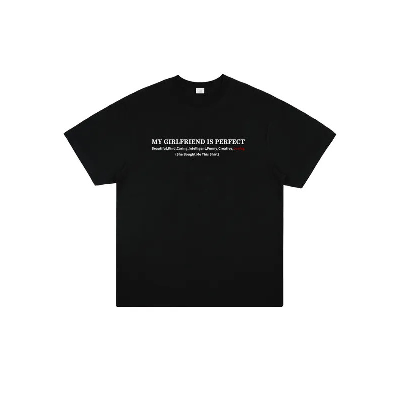 Tee Bold Girlfriend Saya Sempurna, Tshirt Putih Teks Hitam, Atasan Serlah Merah yang Menyayangi, Dia Membeli Baju Ini Ga