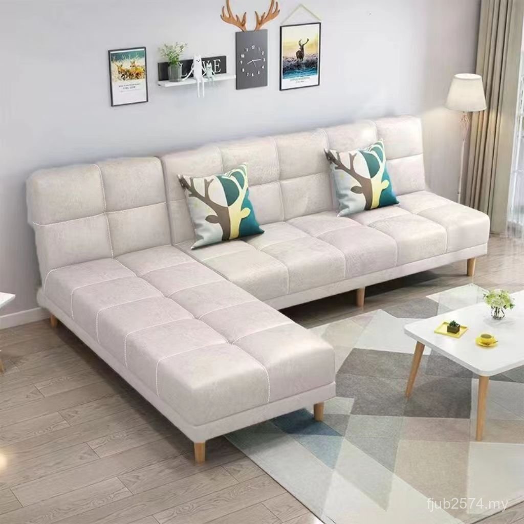 Foldable Concubine Small Apartment Living Room Combination Fabric Simple Lazy Dual-use Suit Furniture Sofa Bed Multifunctional H8BU