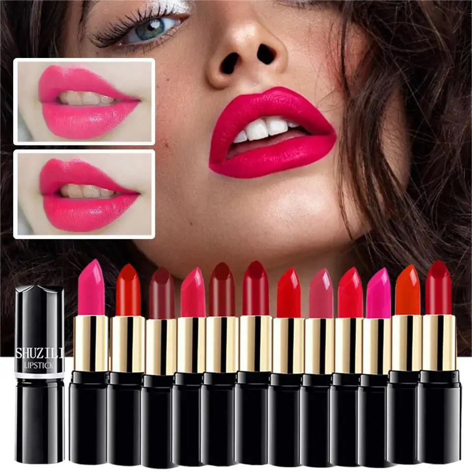 Portable Waterproof Moisturizing Lipstick Sweatproof Non-Fading Lip Stick Long-lasting Lip Balm Makeup Tube Lipstick Smooth Texture Lasting
