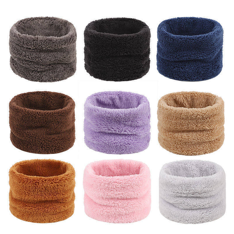 shawl organza shawl Selendang wanita musim sejuk gaya Korea, bulu plush tebal dan panas, sarung leher mudah padan, boleh dipakai dua muka, sarung perlindungan tulang belakang leher, selendang sarung kepala untuk lelaki dan wanita.