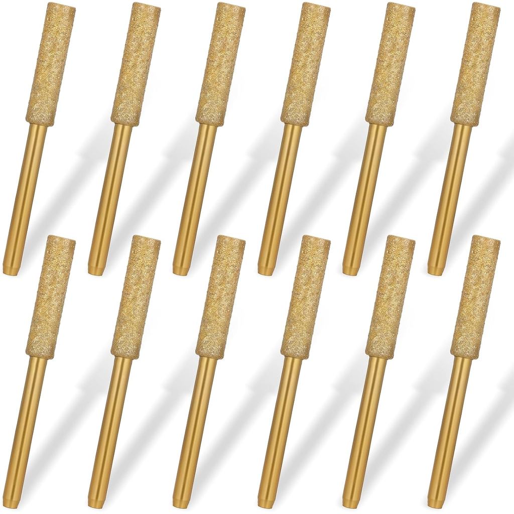 12 Keping Mata Asah Gergaji Rantai Berlian 3/16-Inci, Batu Asah Gergaji Rantai Berketahanan Tinggi, Alat Asah Gergaji Rantai untuk Mengasah Burr Asah Berlapis Titanium untuk Gergaji Rantai dan Batu Perhiasan