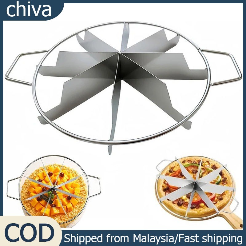 6/8-Slice Cake Cutter Stainless Steel Pizza Fruit Pie Slicer Uniform Slices Equal Portion Kitchen Pemotong Kek