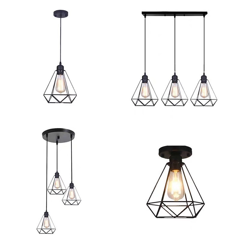 Bekalan Lampu Loket Gaya Perindustrian Retro Tiga Kepala Sesuai untuk Restoran, Homestay, Hotel dan Banyak Lagi