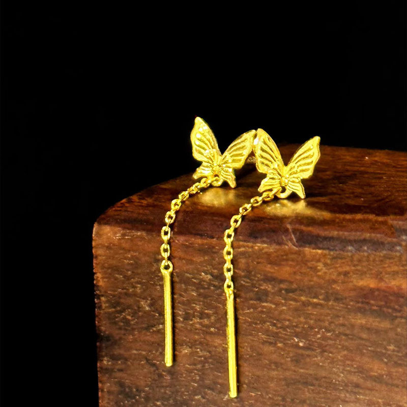 Emas 916 Subang / Emas 916 Anting-anting/Butterfly Tassel Ladies Earrings gold 916