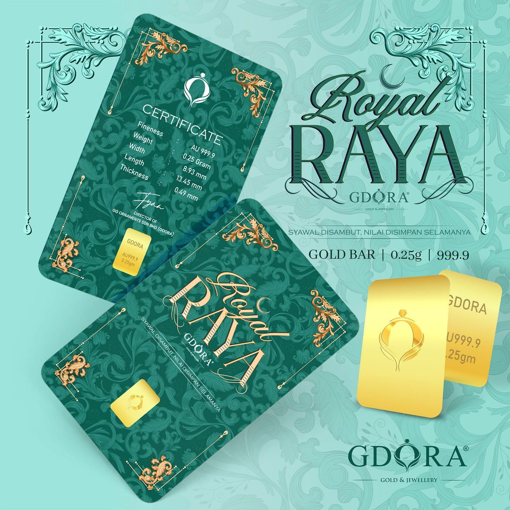 GDORA Gold Bar 0.25gram Royal Raya Green 999.9