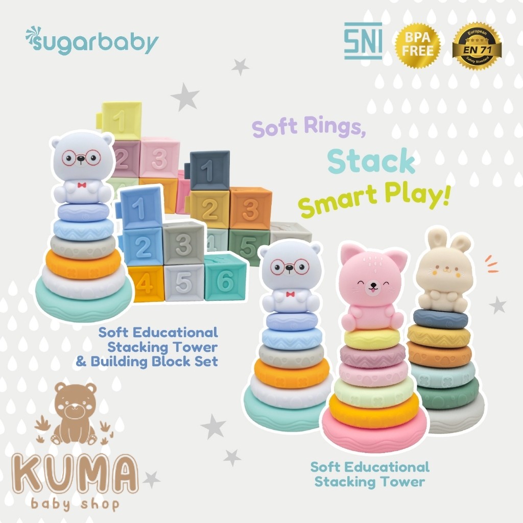 Sugarbaby Soft Educational Stacking Tower with Block Set Baby Toys Educational Toys for…