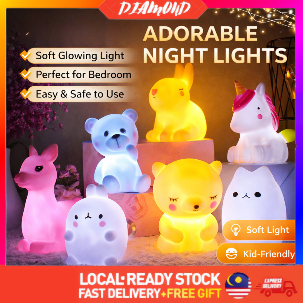 Diamond Led Light Night Light Cute Lamp Bedroom Baby Lamp Bilik Lampu Tidur Bilik Moon Star Unicorn