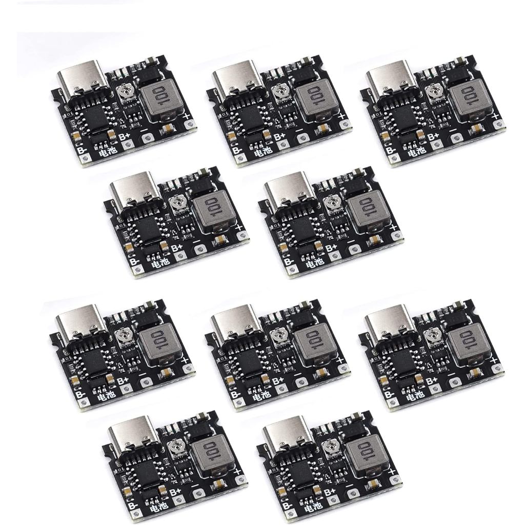 Teyleten Robot 18650 Lithium Li-ion 3.7V 4.2V Papan Pengecas Bateri Modul Peningkatan DC-DC TP4056 Kit DIY Bahagian Jenis-C 10pcs